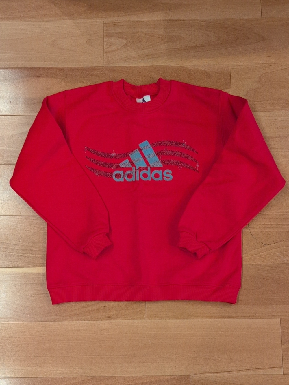 Youth Girls adidas Red Crewneck Sweatshirt